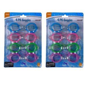 Child Swim Goggles Clear Lens 8-Pack Multicolor Blue Pink Green Purple
